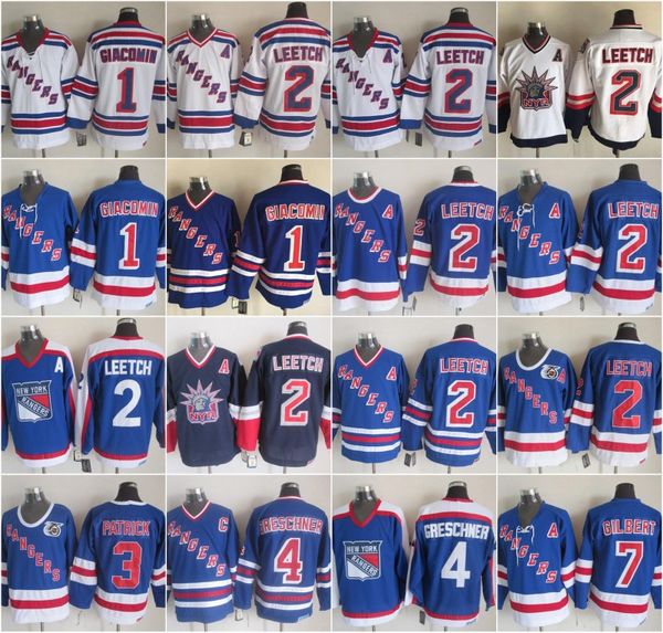 

New york man 2 brian leetch ranger 3 jame patrick jer ey 4 ron gre chner 1 eddie giacomin 7 rod gilbert vintage cla ic hockey jer ey blue