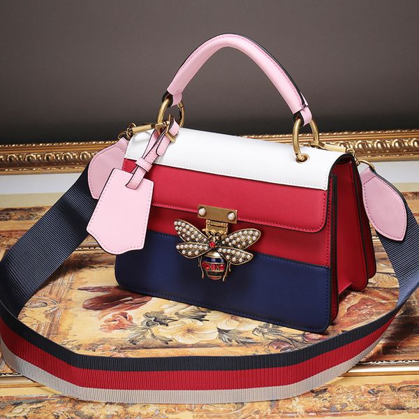 

европа и соединенные штаты большие модные кожаные сумки bee bag small square package 2020 осень и зима новая ручная сумка