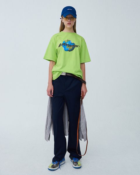 

tide brand designer men luxury20041 korean designer ader earth print loose short-sleeved t-shirt simple fashion loose womens, White;black