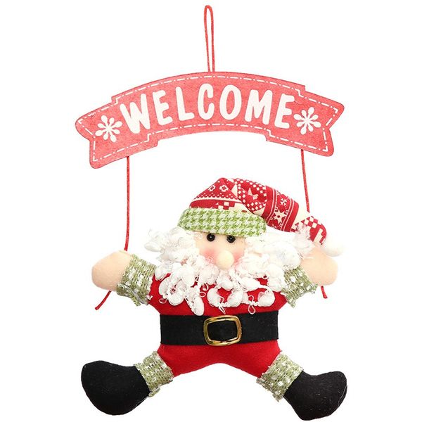 

santa claus welcome doorplate christmas decorations for home hanging christmas ornament new year gift navidad party diy