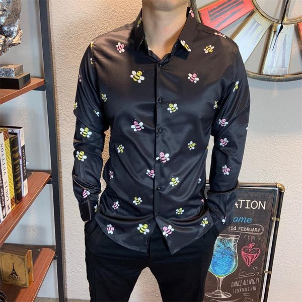 

2020 high-end new long-sleeved lapel men's shirt -3xlvg233, White;black