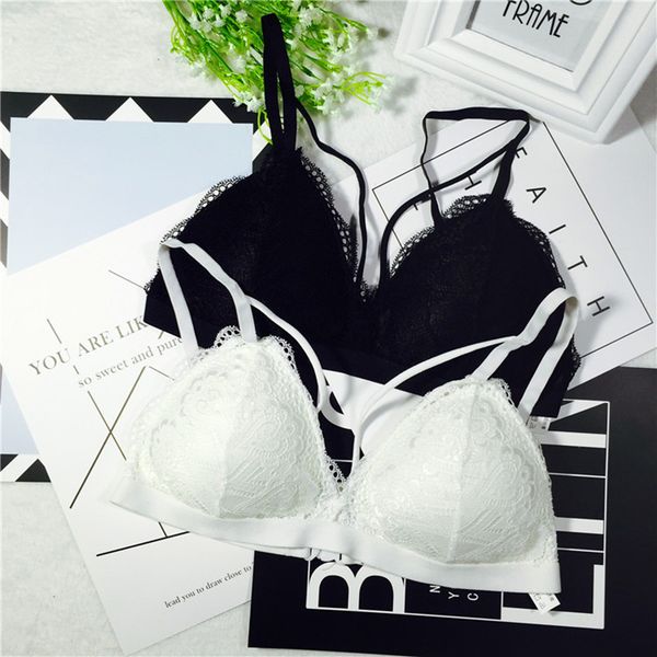 

2017 Strap Lace Sexy Women Casual Lace Bralette Padded Bra Stretch Sleeping Brassiere Fashion Wireless Bra Top High Quality