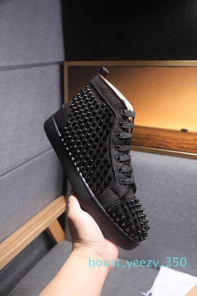 

designer sneakers studded spikes shoes mens and women trainers red bottom mens flat shoes glitter graffiti party wedding shoes c02 b35, Black