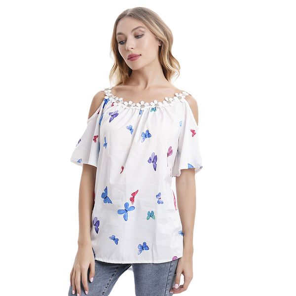 

autumn summer print blouse female casual o neck short sleeve women loose white blusas shirts vintage blusa feminina