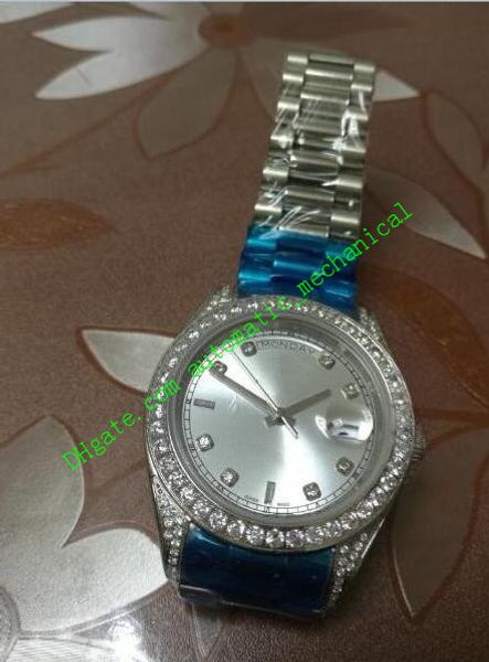 

promotion price luxury christmas gift wristwatch 36mm 118388 118346 diamond silver gold automatic stainless steel mechanical men's watc, Slivery;brown