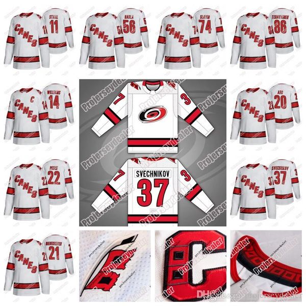 

Carolina Hurricanes 2019-20 Jersey Justin Williams Sebastian Aho Brett Pesce Andrei Svechnikov Niederreiter Jaccob Slavin Erik Haula Staal