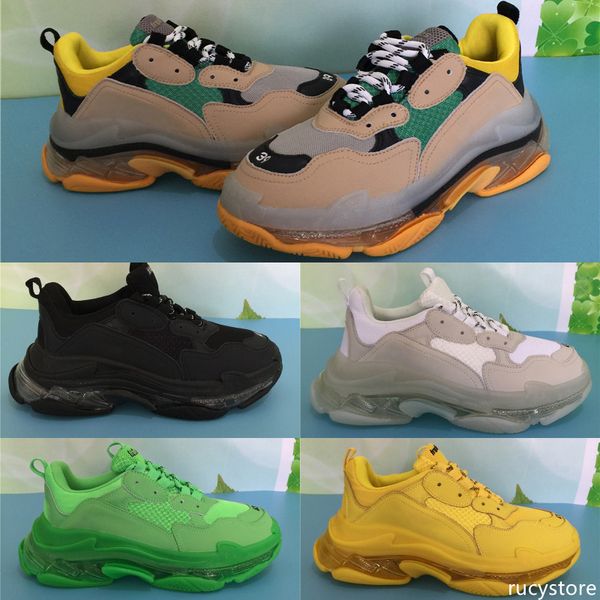 

designer triple s crystal sole golden men women shoes paris triple-s runner casual sneakers clear sole fashion platform luxury shoes 5-11