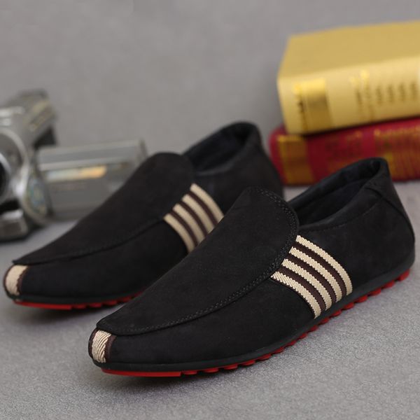 

2019 new spring men suede leather loafers driving shoes moccasins summer fashion men's casual shoes flat breathable lazy flats, Black
