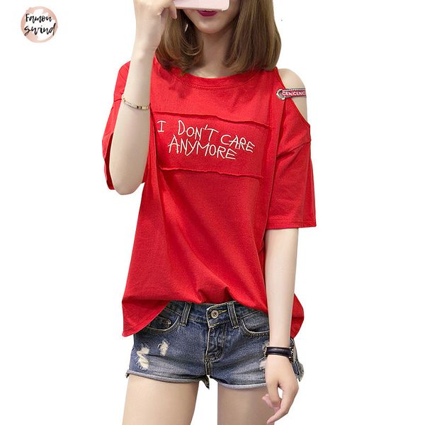 

женская летняя tops футболках повседневная половина рукава печатается с плеча тенниска 2019 хлопка тенниска женщины одежда mujer de, White