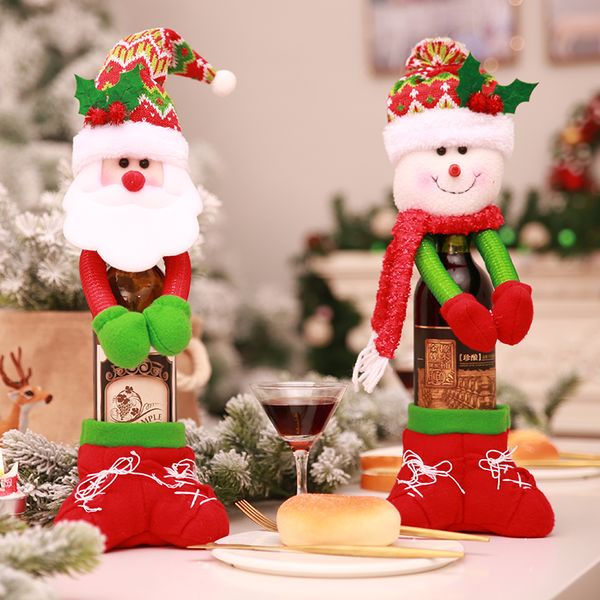 

санта-клаус натале шампанское бутылка вина снеговик xmas домашняя вечеринка стол керст украшения рождественские подарки navidad decoracione