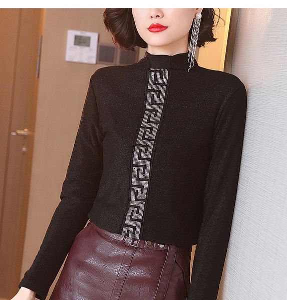 

4 colors luxury fashion vintage designer brand thick tees velvet long sleeve plus size knits for women 6 size, White