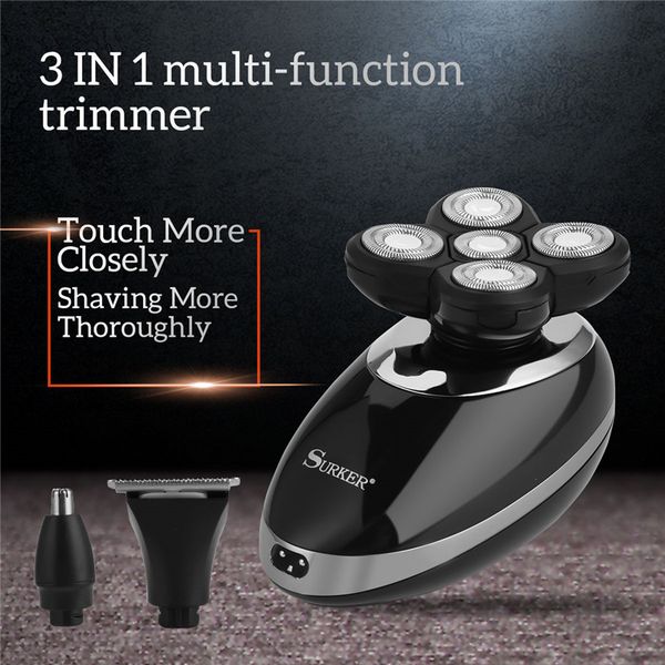 

3 in 1 washable 5d rotary shaver rechargeable nose hair trimmer men hair clipper cutter head hair cutting shave with limit combs