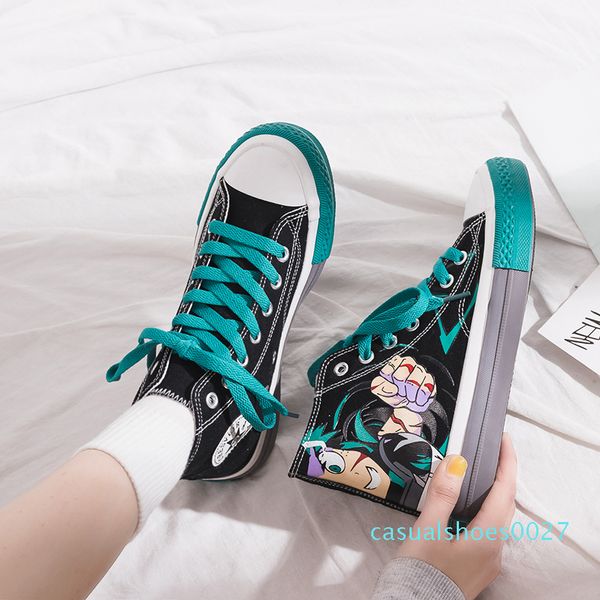 

2020 women doodle board shoes 40% fashion spring teen graffiti skate sneakers hip-pop summer plimsolls high cut cartoon casual shoes c27, Black