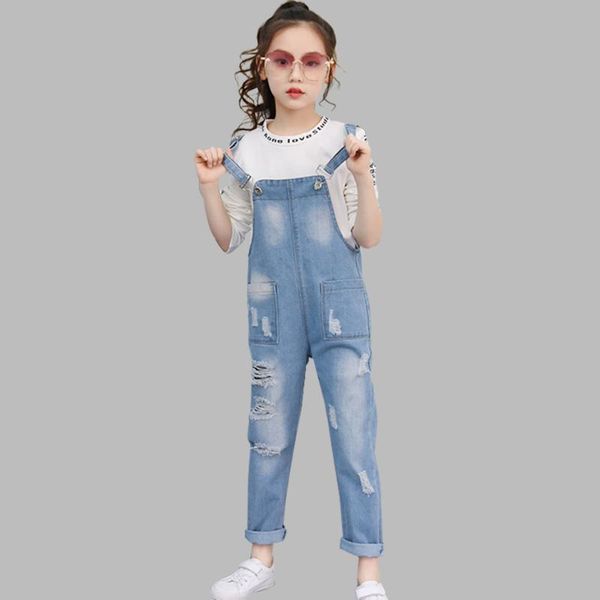 

girls denim overalls jeans cotton soft pant girl clothes spring clothing for teen, Blue