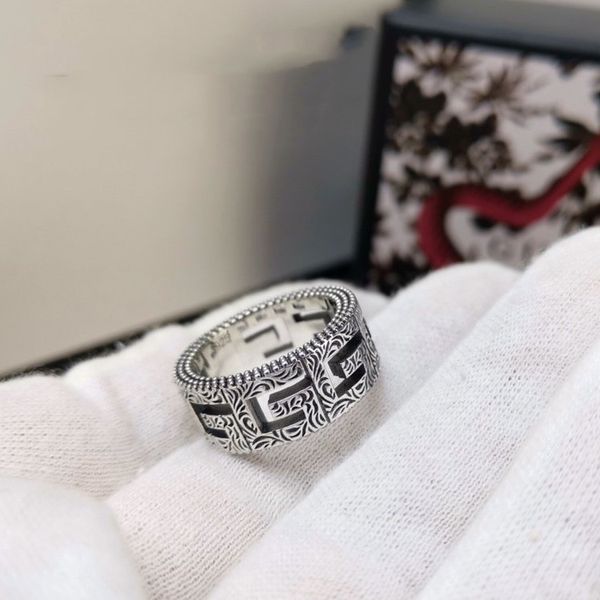 

new design square pattern ring qualty sterling silver ring couple ring valentine gift wild rings fashion accessories supply