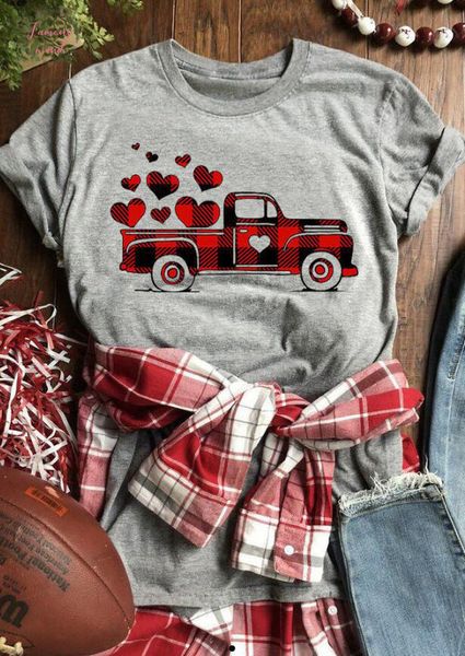 

valentines day t shirt plaid printed splicing car heart shirts valentines shirt women fashion grunge aesthetic 100%cotton tees, White