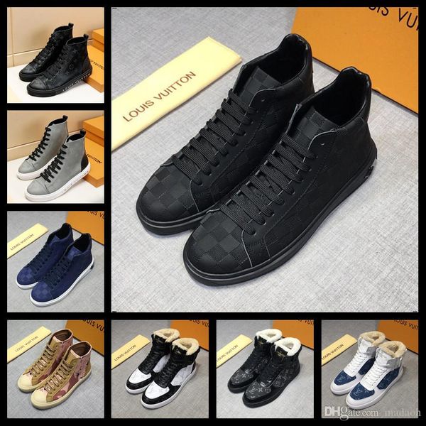 

18ff designers men shoes patent leather blue luxury crystal high men shoes flat lace up black trainers mens sneakers casual shoes qqqq2