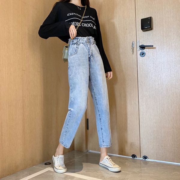 

blue gray women's tailored waist and hip princess jeans bk1086