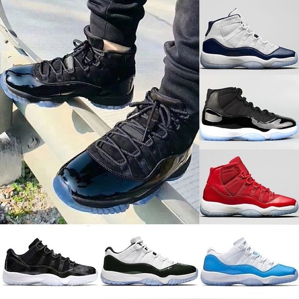 

designer mens prom night 11 11s iridescent basketball shoes unc gym red space jam 45 concord bred sport sneakers size 5.5-13