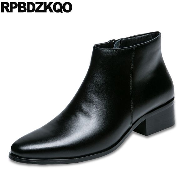 

zipper booties mens pointed toe dress boots formal short fall black oxford comfortable shoes lace up winter party autumn fur