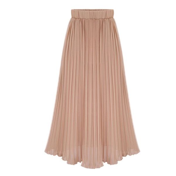 

summer 2019 new arrival women high waist skirt chiffon loose simple comfortable casual pleated skirt sweet, Black
