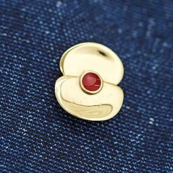 

somme 100 poppy lapel pin brooch gold tone century badge, Gray