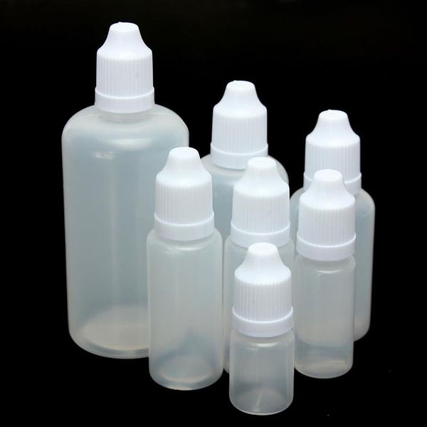 

7pcs/set 5/10/15/20/30/50/100ml empty refillable bottles squeezable dropper bottles eye liquid sample eyes drop empty