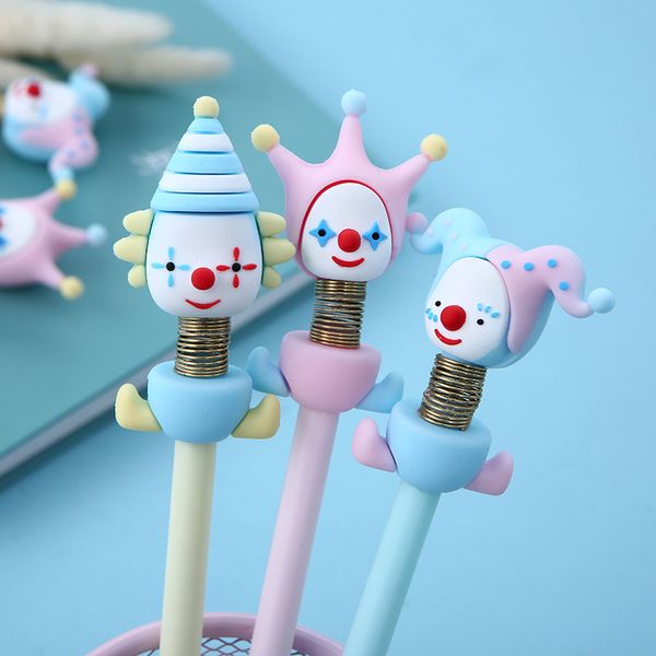 

3 pcs/lot novelty spring joker clown style cartoon student gel pen ink pen promotional gift stationery school & office supply