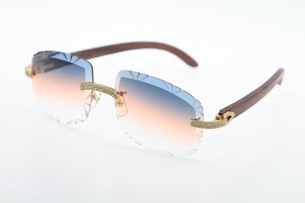 

2020 selling glasses rimless double row diamond mix wood sunglasses gold metal frame sunglasses woman 3524012-b c decoration, White;black