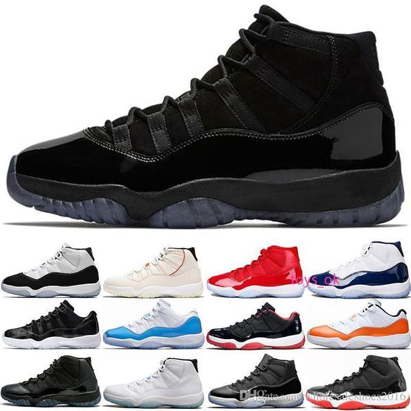 

mens 11 11s basketball shoes new concord 45 cap and gown platinum tint space jam gym red xi designer sneakers men sport shoe
