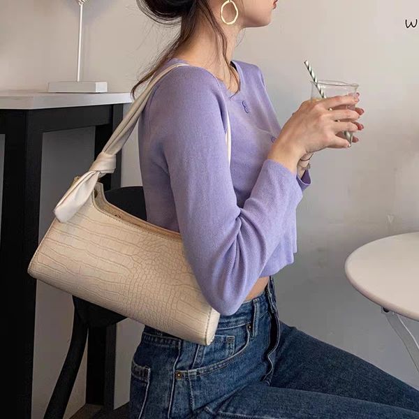 

texture women's bag underarm bag 2020 new fashion commuter handbag women's crocodile single shoulder method stick