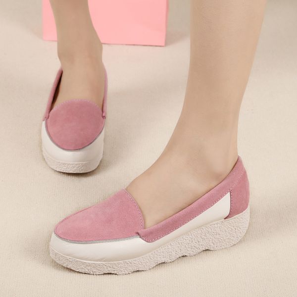 

2019 fashion women's nurse shoes clogs platform mixed colors flats female moccasin shallow mouth slip-on round toe loafers, Black