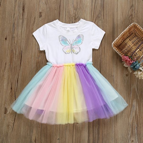 

toddler kids clothes baby girl dress princess girls tutu dress outfits short sleeve pageant sundress 2-8y, Red;yellow