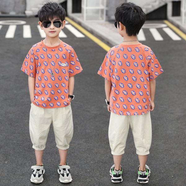 

2020 new sports sets for boys clothes summer outfits boy short sleeve t-shirt clothes teenage handsome korean clothing sets y01, White