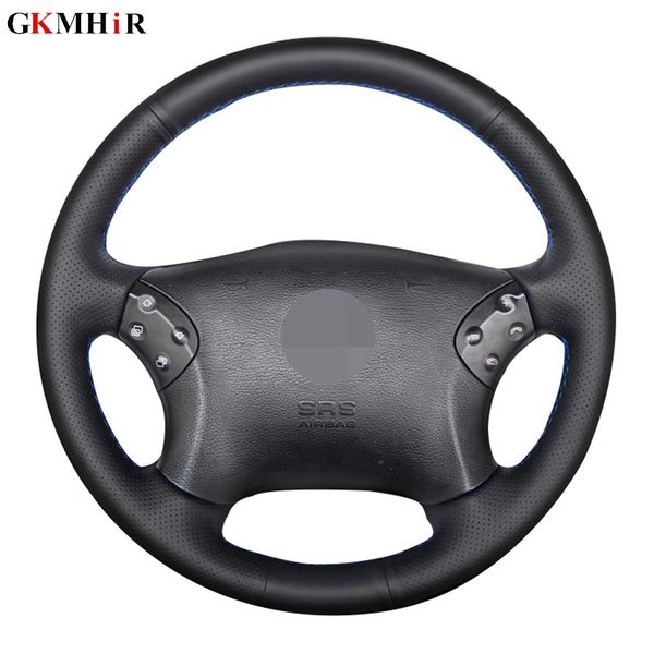 

gkmhir diy black steering wheel cover genuine leather car steering wheel cover for w203 c-class 2001-2007