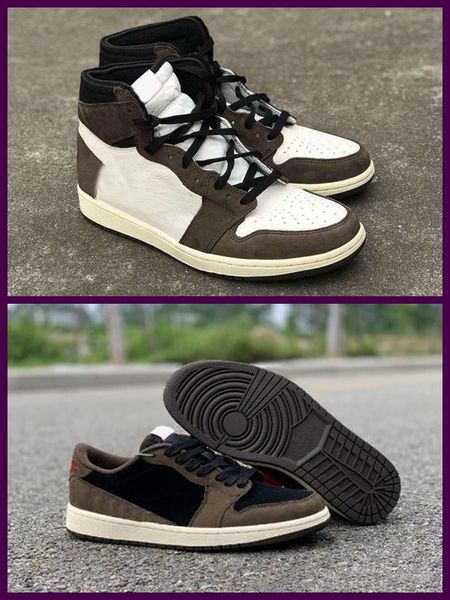 

2019 Новый Выпуск Браун Трэвис 1 High OG TS SP Мокко Мужчины Женщины Кактус Джек Темный Ск
