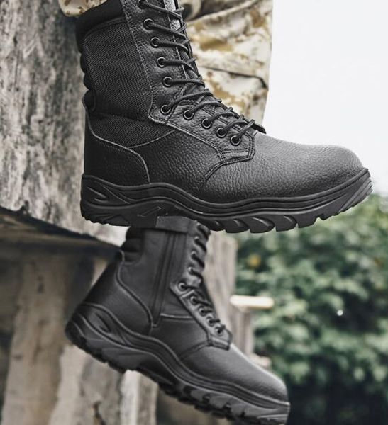 

leather high gang steel head anti pressure military boots anti puncture tactical boots wear resistant combat training sneaker good yakuda lo