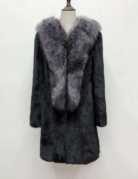 

arlenesain custom 2019 new design black patchwork v-line gray fur women coat