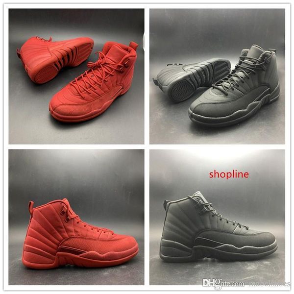 

bulls wntr basketball shoes 12s all red black christmas gifts fahion designer brand mens athletic trainer sneakers size 8-12