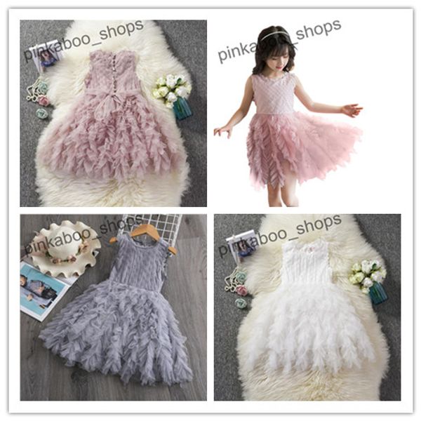 

2020 summer kids girls irregular dress sleeveless lace bud children gilrs crew neck knee-length ball gown evening gown party dresses ly408, Red;yellow