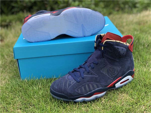 

2019 authentic 6 doernbecher 15th anniversary ci6293-416 midnight navy white varsity red metallic gold men basketball shoes sneaker
