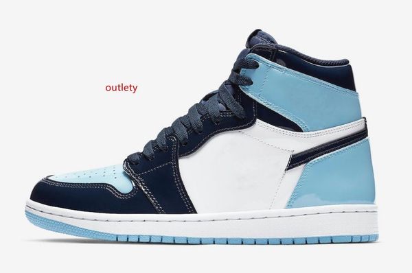 

1s blue white unc factory version 1 basketball shoes mens trainers 2019 patent leather sneakers with