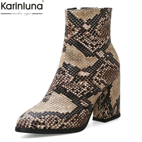 

fashion big size 32-43 chunky high heels shoes women boots female zipper add fur autumn winter ankle boots woman shoes, Black