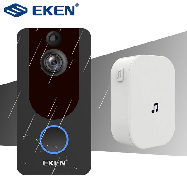 

eken v7 smart wifi video doorbell hd 1080p camera visual intercom with chime night vision cloud storage door bell wireless security cameras