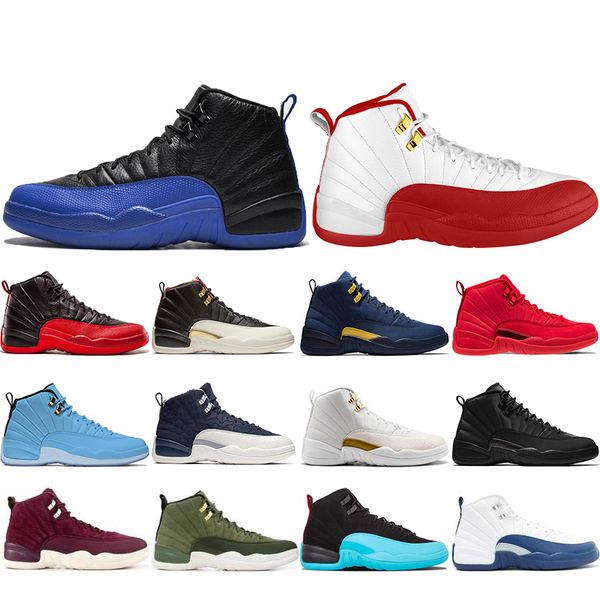 

r new 12 12s game royal fiba men basketball shoes cny michigan gym red nyc bulls xii mens trainers designer sports sneakers 7-13, White;red