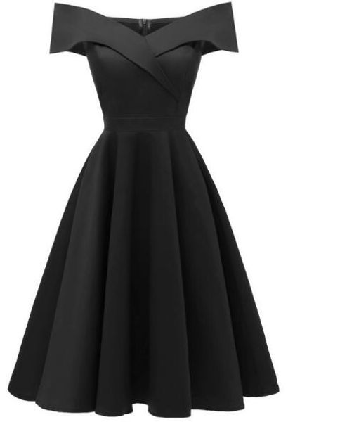 

new style in autumn: slim fit, waistline and off shoulder dress, Black;gray