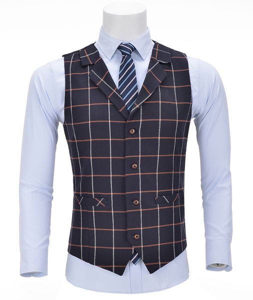 

mens business vest boutique single-breasted cotton suit wool plaid navy waistcoat for wedding formal vest groomsmen, Black;white