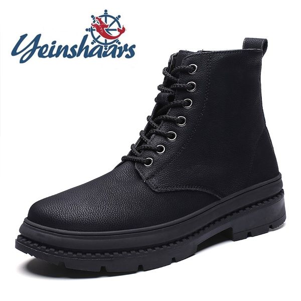 

new warm winter men boots outdoor shoes genuine leather ankle boots office work driving shoes classic snow botas brahma, Black