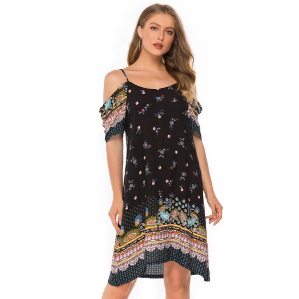 

womens designer suspender skirt printed sling strapless dress8by0, Black;gray