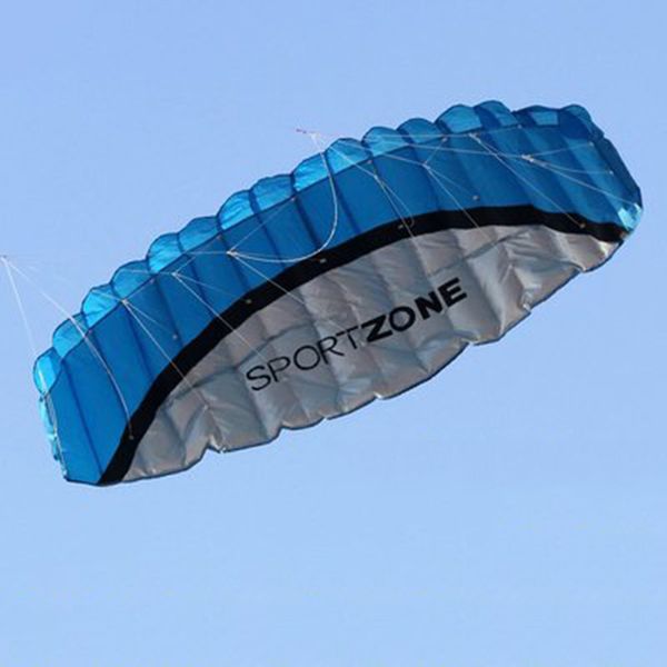 

2.5m outdoor fun sports power dual line stunt parafoil parachute rainbow sport beach kite for beginner toy 4 color td0002